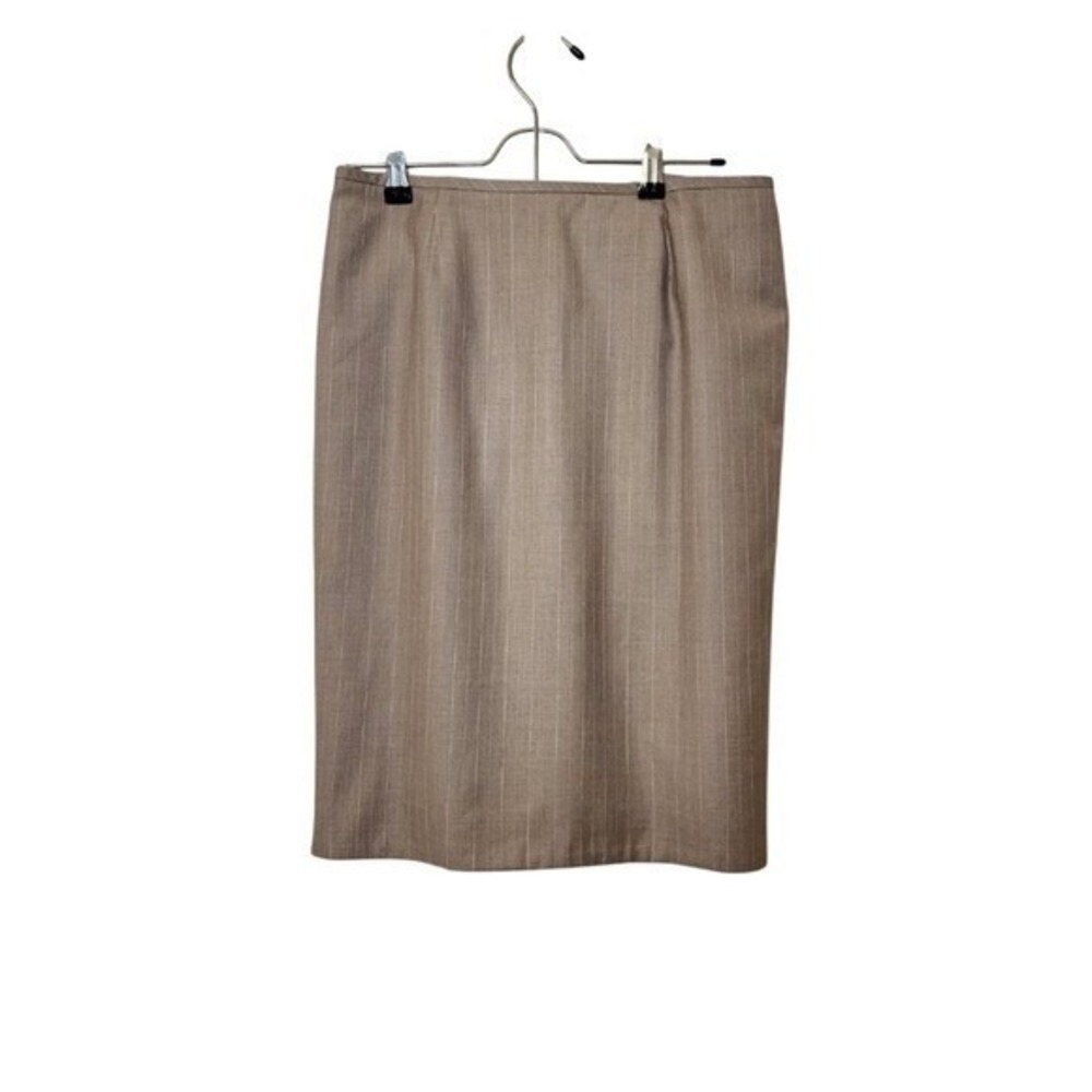 Calvin Klein Beige White Pinstripe Pencil Skirt Size 6P Petite Workwear